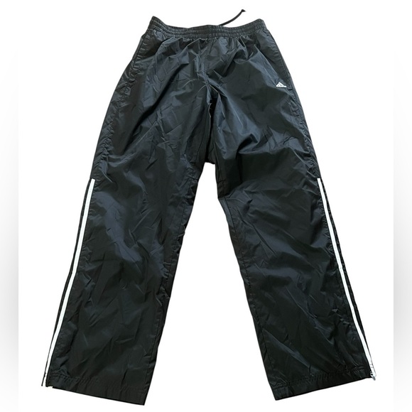 Adidas Y2K men’s black windbreaker 3 stripe track pants with zipper hem - Picture 1 of 10